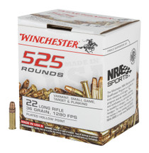 Brand: Winchester Ammo | MPN: 1B220321 | Use: Hunting, Defense | Caliber: .22 Long Rifle (.22 LR) | Grain: 36 | Bullet: Copper-Plated Hollow Point | MUNITIONS EXPRESS