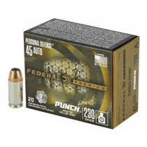 Brand: Federal Premium Ammo | MPN: PD45P1 | Use: Self-Defense | Caliber: .45 ACP / .45 AUTO | Grain: 230 | Bullet: Jacketed Hollow Point | MUNITIONS EXPRESS