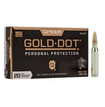 Brand: Speer Ammo | MPN: 24467 | Use: Defense | Caliber: .308 Winchester | Grain: 150 | Bullet: Jacketed Hollow Point | MUNITIONS EXPRESS