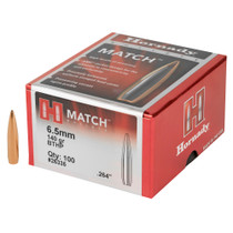 Brand: Hornady Bullets | MPN: 26335 | Use: Target, Competition | Caliber: .264 / 6.5mm (.264 Diameter) | Grain: 140 | Bullet: Hollow Point Boat Tail | MUNITIONS EXPRESS