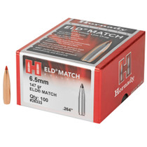 Brand: Hornady Bullets | MPN: 26333 | Use: Competition, Target | Caliber: 6.5mm (.264 Diameter) | Grain: 147 | Bullet: Polymer Tip Boat Tail | MUNITIONS EXPRESS