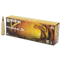 Brand: Federal Ammo | MPN: F300WSMFS2 | Use: Hunting (Deer, Hogs) | Caliber: .300 WSM | Grain: 180 | Bullet: Bonded Soft Point | MUNITIONS EXPRESS
