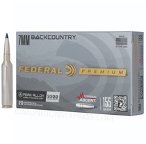 Brand: Federal Premium Ammo | MPN: P7BCTA1 | Use: Hunting (Deer, Hogs) | Caliber: 7mm Backcountry | Grain: 155 | Bullet: Bonded Polymer Tip | MUNITIONS EXPRESS