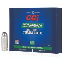 Brand: CCI Ammo | MPN: 3710B | Use: Nuisance Control | Caliber: 10mm AUTO | Grain: 95 | Bullet: Shotshell | MUNITIONS EXPRESS