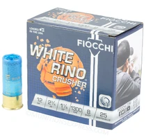Fiocchi White Rino Crusher 12ga 2-3/4" 1-1/8 oz #8 Lead Shot 25/Box