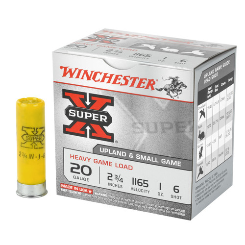 Winchester Super-X Heavy Game Load 20ga 2-3/4" 1 oz #6 Shot 25/Box Winchester Super-X Heavy Game Load 20ga 2-3/4" 1 oz #6 Shot 25/Box