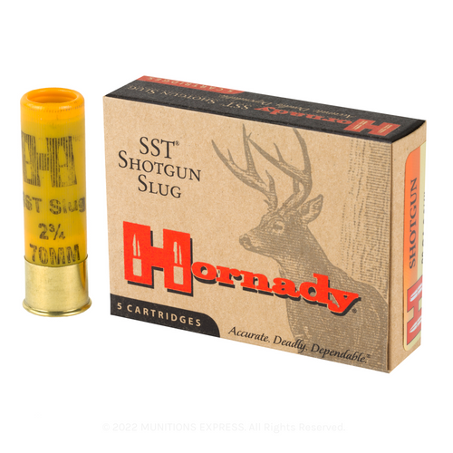 Brand: Hornady Ammo | MPN: 86232 | Use: Hunting (Deer, Hogs) | Gauge: 20 | Shell Length: 2-3/4” | Slug Type: Polymer Tip Sabot | Slug Weight: 250gr | MUNITIONS EXPRESS Brand: Hornady Ammo | MPN: 86232 | Use: Hunting (Deer, Hogs) | Gauge: 20 | Shell Length: 2-3/4” | Slug Type: Polymer Tip Sabot | Slug Weight: 250gr | MUNITIONS EXPRESS