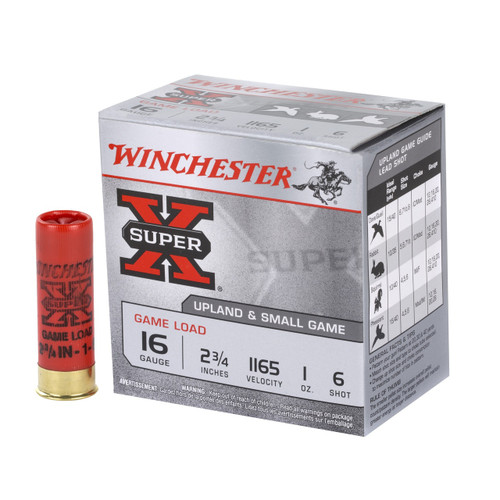 Winchester Super-X Upland & Small Game 16ga 2-3/4" 1 oz #6 Lead Shot 25/Box Winchester Super-X Upland & Small Game 16ga 2-3/4" 1 oz #6 Lead Shot 25/Box