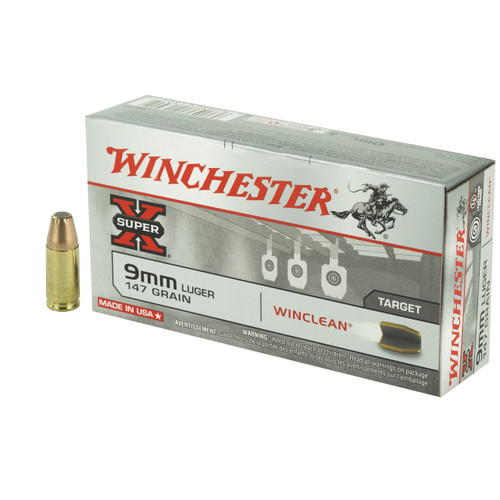Winchester WinClean (Lead-Free Primer) Target 9mm Luger 147gr Brass Enclosed Base 50/Box Winchester WinClean (Lead-Free Primer) Target 9mm Luger 147gr Brass Enclosed Base 50/Box