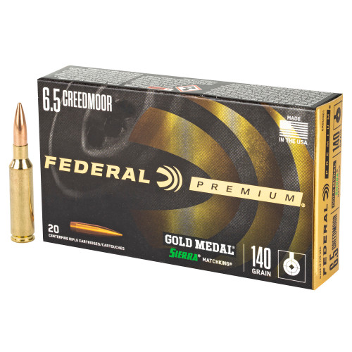Brand: Federal Premium Ammo | MPN: GM65CRD1 | Use: Competition, Target | Caliber: 6.5mm Creedmoor | Grain: 140 | Bullet: Boat Tail Hollow Point | MUNITIONS EXPRESS