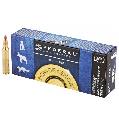 Federal Power-Shok Ammo .223 Remington 64gr Soft Point 20/Box Federal Power-Shok Ammo .223 Remington 64gr Soft Point 20/Box