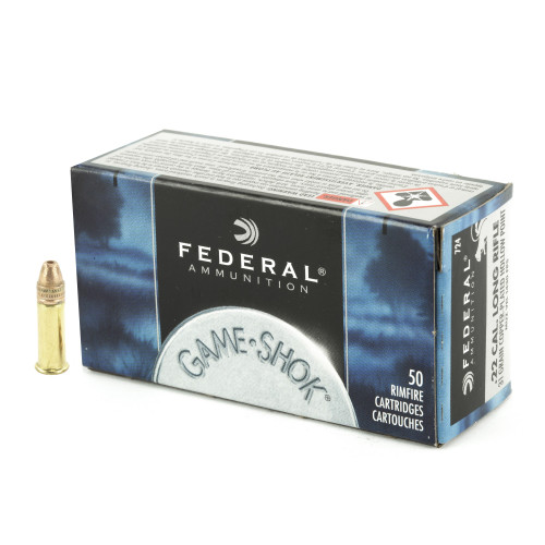 Federal Game-Shok .22 Long Rifle (.22 LR) Hyper Velocity 31gr Copper Plated Lead Hollow Point 50/Box Federal Game-Shok .22 Long Rifle (.22 LR) Hyper Velocity 31gr Copper Plated Lead Hollow Point 50/Box