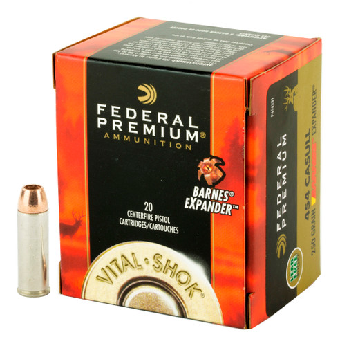 Federal Premium Vital-Shok .454 Casull 250gr Barnes XPB Hollow Point Lead-Free 20/Box Federal Premium Vital-Shok .454 Casull 250gr Barnes XPB Hollow Point Lead-Free 20/Box