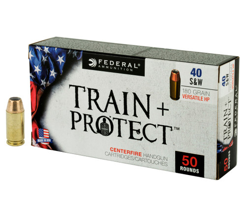 Federal Train + Protect .40 S&W 180gr Versatile Hollow Point 50/Box Federal Train + Protect .40 S&W 180gr Versatile Hollow Point 50/Box