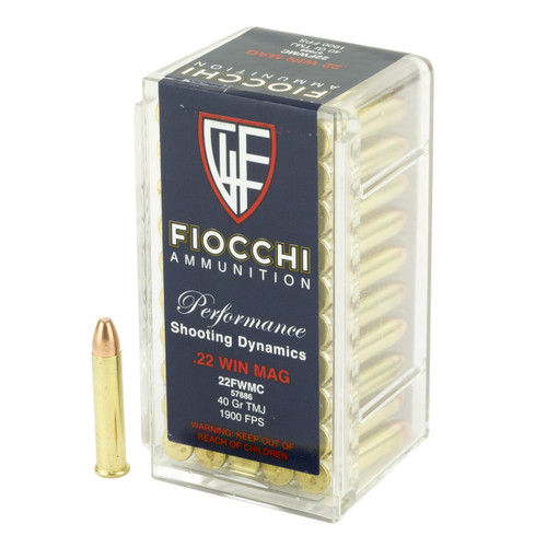 Fiocchi Shooting Dynamics .22 Winchester Magnum Rimfire (.22 WMR) 40gr Total Metal Jacket 50/Box Fiocchi Shooting Dynamics .22 Winchester Magnum Rimfire (.22 WMR) 40gr Total Metal Jacket 50/Box