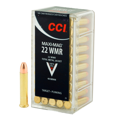 CCI Maxi-Mag .22 Winchester Magnum Rimfire (.22 WMR) 40gr Total Metal Jacket 50/Box CCI Maxi-Mag .22 Winchester Magnum Rimfire (.22 WMR) 40gr Total Metal Jacket 50/Box