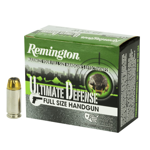 Remington Ultimate Defense Full Size Handgun .40 S&W 165gr Brass Jacketed Hollow Point 20/Box Remington Ultimate Defense Full Size Handgun .40 S&W 165gr Brass Jacketed Hollow Point 20/Box