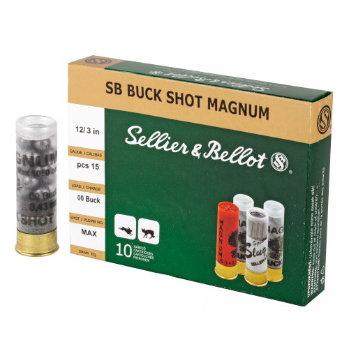 Sellier & Bellot Ammo 12ga 3" 1-7/8 oz #00 Buckshot 15 Pellets 10/Box Sellier & Bellot Ammo 12ga 3" 1-7/8 oz #00 Buckshot 15 Pellets 10/Box