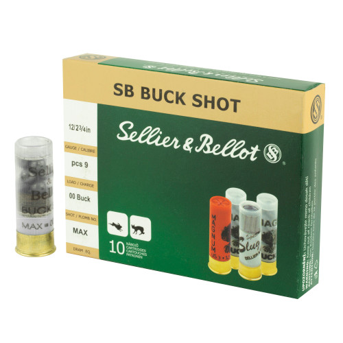 Sellier & Bellot 12ga 2-3/4" #00 Buckshot 9 Pellets 10/Box Sellier & Bellot 12ga 2-3/4" #00 Buckshot 9 Pellets 10/Box