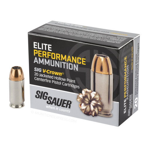 Brand: Sig Sauer Ammo | MPN: E45AP2-20 | Use: Defense | Caliber: .45 ACP / .45 AUTO | Grain: 230 | Bullet: Jacketed Hollow Point | MUNITIONS EXPRESS Brand: Sig Sauer Ammo | MPN: E45AP2-20 | Use: Defense | Caliber: .45 ACP / .45 AUTO | Grain: 230 | Bullet: Jacketed Hollow Point | MUNITIONS EXPRESS