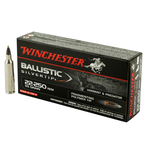 Winchester Ballistic Silvertip .22-250 Remington 55gr Fragmenting Polymer Tip 20/Box Winchester Ballistic Silvertip .22-250 Remington 55gr Fragmenting Polymer Tip 20/Box