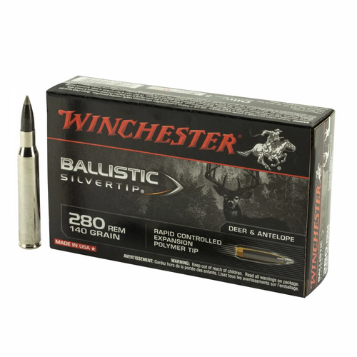 Brand: Winchester Ammo | MPN: SBST280 | Use: Hunting (Deer, Antelope) | Caliber: .280 Remington | Grain: 140 | Bullet: Polymer Tip | MUNITIONS EXPRESS Brand: Winchester Ammo | MPN: SBST280 | Use: Hunting (Deer, Antelope) | Caliber: .280 Remington | Grain: 140 | Bullet: Polymer Tip | MUNITIONS EXPRESS