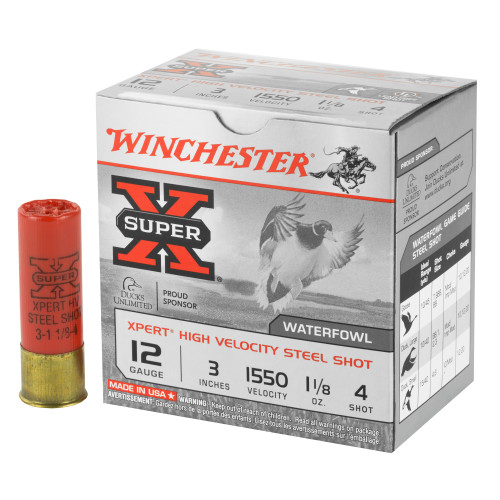 Winchester Xpert High Velocity Waterfowl 12ga 3" 1-1/8 oz #4 Steel Shot Lead-Free 25/Box Winchester Xpert High Velocity Waterfowl 12ga 3" 1-1/8 oz #4 Steel Shot Lead-Free 25/Box