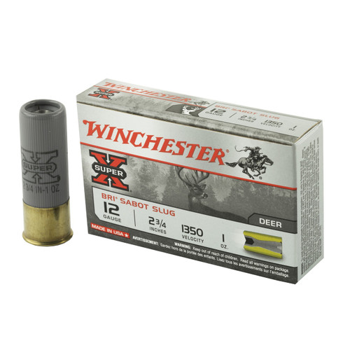 Winchester Super-X 12ga 2-3/4" 1 oz BRI Sabot Slug 5/Box Winchester Super-X 12ga 2-3/4" 1 oz BRI Sabot Slug 5/Box