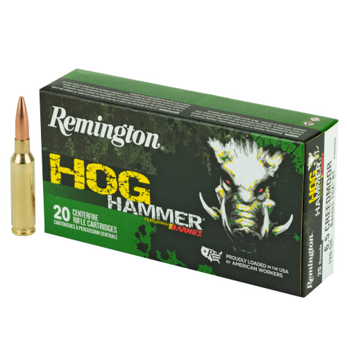 Remington Hog Hammer 6.5mm Creedmoor 120gr Barnes TSX Hollow Point Boat Tail Lead-Free 20/Box Remington Hog Hammer 6.5mm Creedmoor 120gr Barnes TSX Hollow Point Boat Tail Lead-Free 20/Box