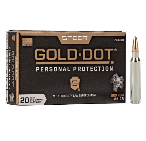 Brand: Speer Ammo | MPN: 24468 | Use: Defense | Caliber: .223 Remington | Grain: 55 | Bullet: Jacketed Hollow Point | MUNITIONS EXPRESS Brand: Speer Ammo | MPN: 24468 | Use: Defense | Caliber: .223 Remington | Grain: 55 | Bullet: Jacketed Hollow Point | MUNITIONS EXPRESS
