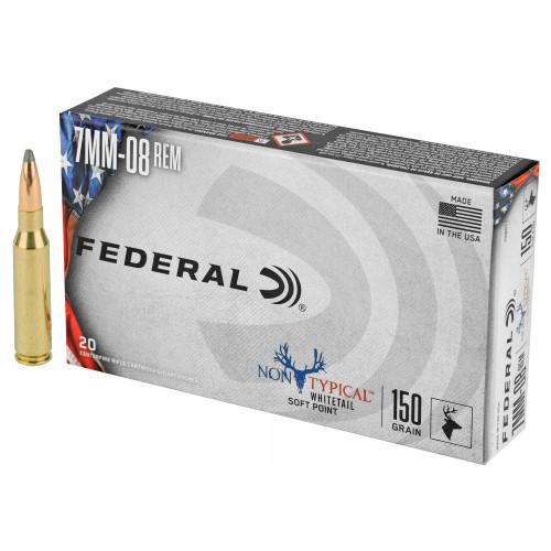 Brand: Federal Ammo | MPN: 708DT1 | Use: Hunting | Caliber: 7mm-08 Remington | Grain: 150 | Bullet: Soft Point | MUNITIONS EXPRESS Brand: Federal Ammo | MPN: 708DT1 | Use: Hunting | Caliber: 7mm-08 Remington | Grain: 150 | Bullet: Soft Point | MUNITIONS EXPRESS