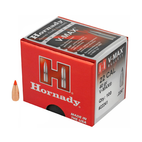 Brand: Hornady Bullets | MPN: 22241 | Use: Hunting (Varmint) | Caliber: .22 (.224 Diameter) | Grain: 40 | Bullet: Polymer Tip Boat Tail | MUNITIONS EXPRESS
