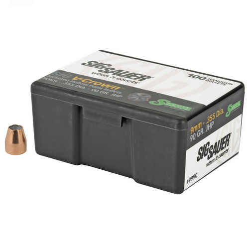 Brand: Sierra Bullets | MPN: 9990 | Use: Defense | Caliber: 9mm (.355 Diameter) | Grain: 90 | Bullet: Jacketed Hollow Point | MUNITIONS Brand: Sierra Bullets | MPN: 9990 | Use: Defense | Caliber: 9mm (.355 Diameter) | Grain: 90 | Bullet: Jacketed Hollow Point | MUNITIONS
