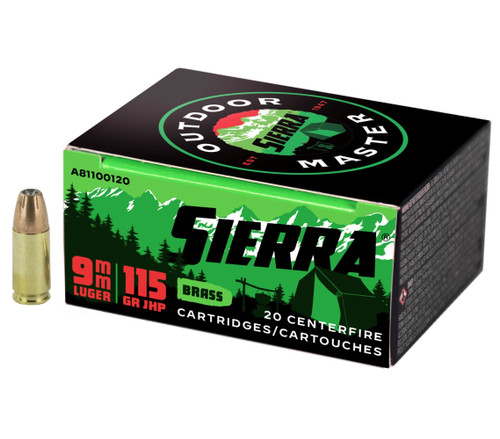 Sierra Outdoor Master 9mm Luger 115gr Jacketed Hollow Point 20/Box