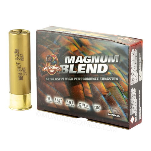 Hevi-Shot Magnum Blend Turkey 12ga 3-1/2" 2-1/4 oz #5, #6, #7 Tungsten Shot Lead-Free  5/Box