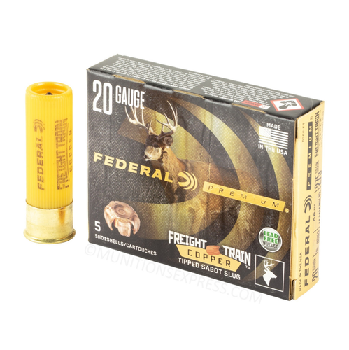 Brand: Federal Ammo | MPN: P209 FT | Use: Hunting (Deer) | Gauge: 20 | Shell Length: 3” | Slug Type: Copper Sabot | Slug Weight: 275gr | MUNITIONS EXPRESS Brand: Federal Ammo | MPN: P209 FT | Use: Hunting (Deer) | Gauge: 20 | Shell Length: 3” | Slug Type: Copper Sabot | Slug Weight: 275gr | MUNITIONS EXPRESS