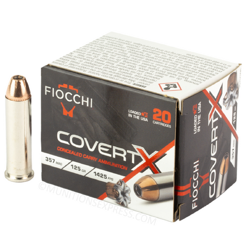 Brand: Fiocchi Ammo | MPN: 357CCWA | Use: Defense | Caliber: .357 Magnum | Grain: 125 | Bullet: Jacketed Hollow Point | MUNITIONS EXPRESS 