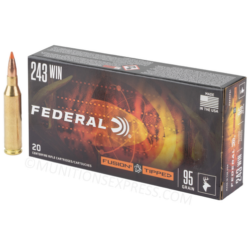 Federal Fusion Tipped .243 Winchester 95gr Bonded Polymer Tip 20/Box