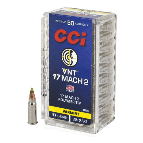 CCI Varmint .17 Hornady Mach 2 (.17 HM2) Ammo 17gr Speer VNT 50/Box