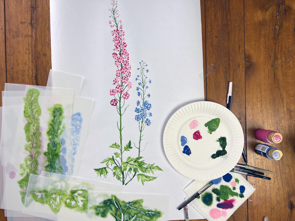 Delphiniums Wall Stencil by DeeSigns