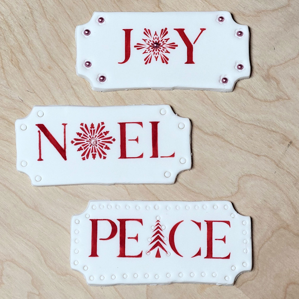 Joy, Noel, Peace Horizontal Cookie Stencil Set