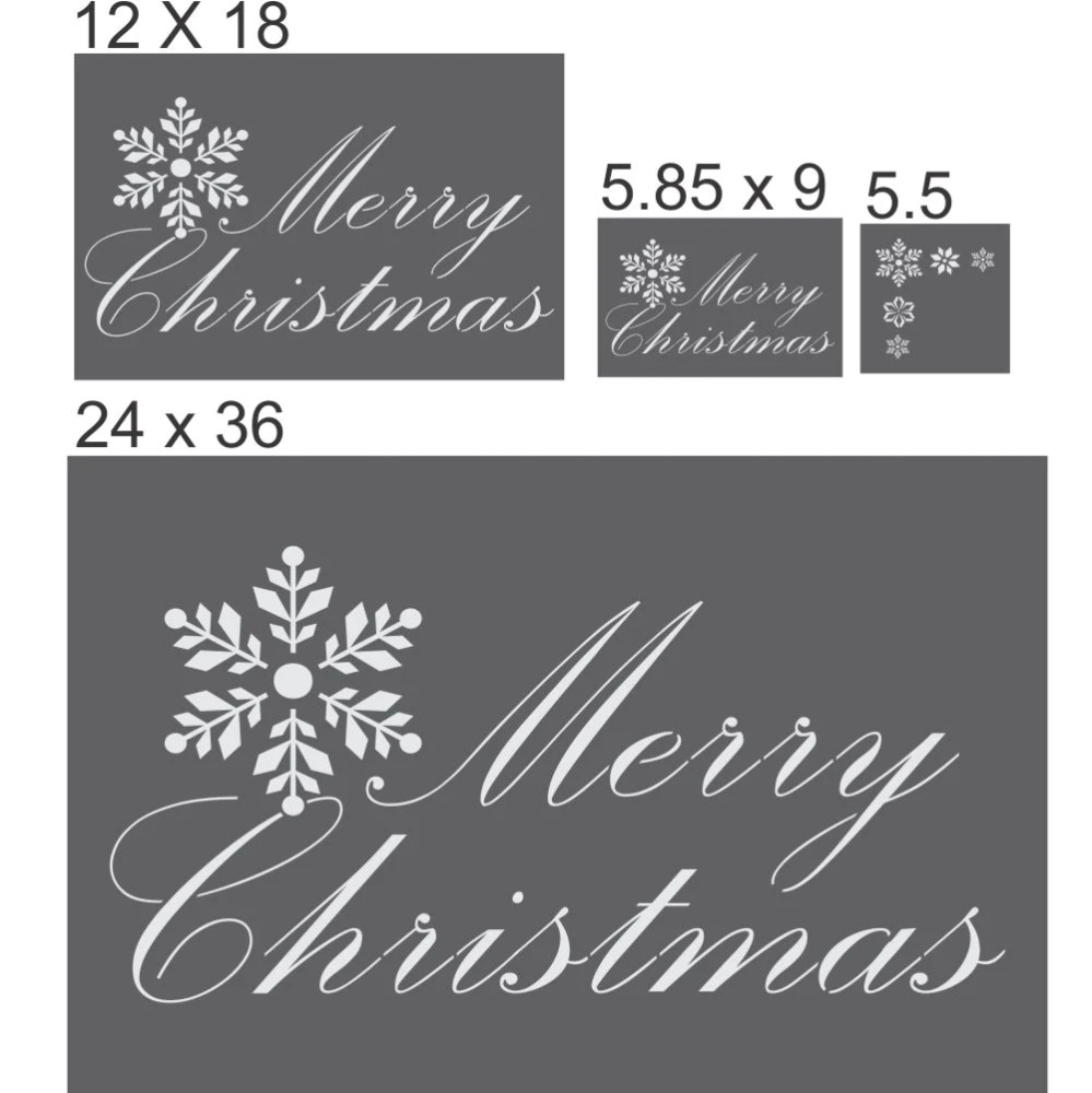 Merry Christmas Window Stencil - Dimensions