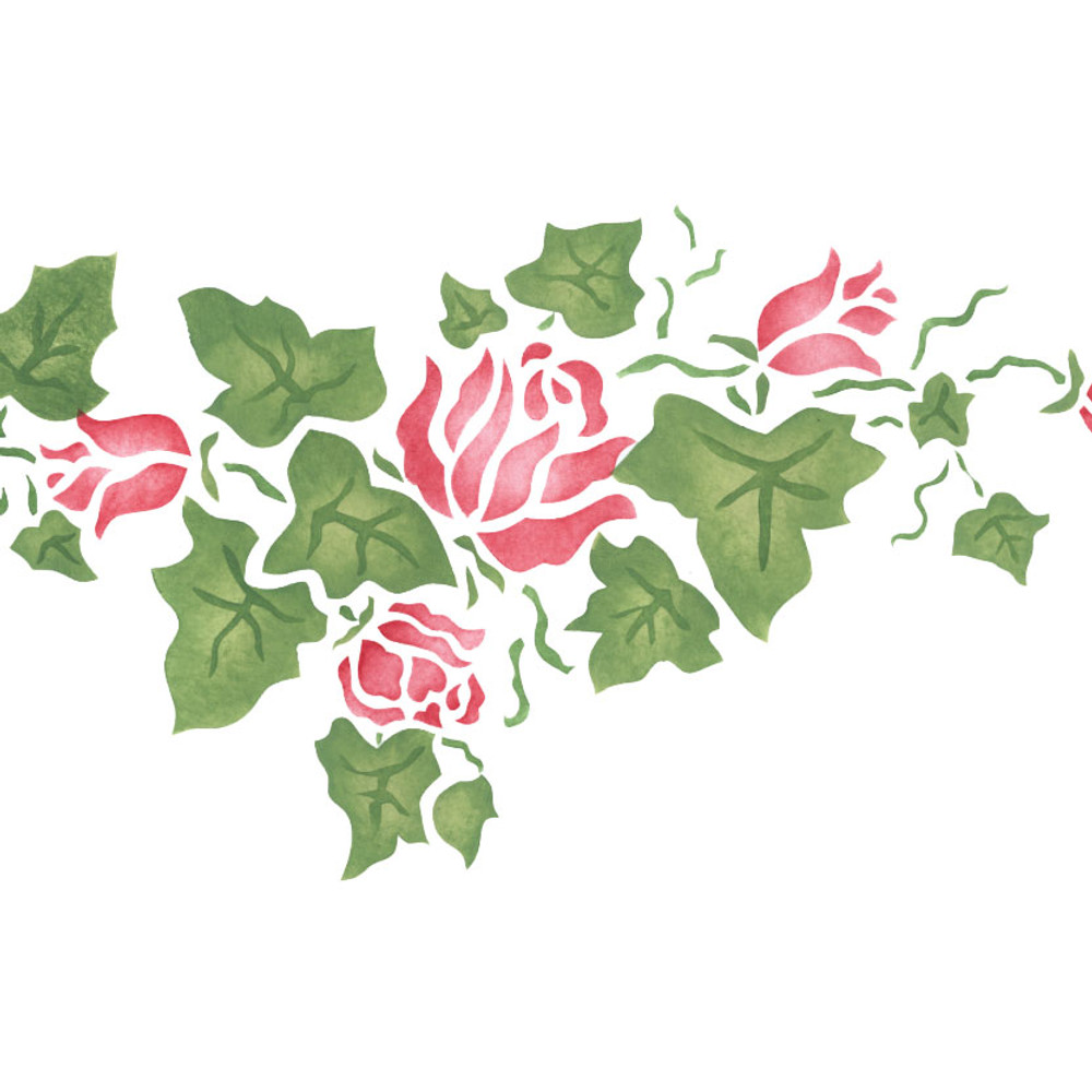 Large Rose Ivy Wall Stencil Border