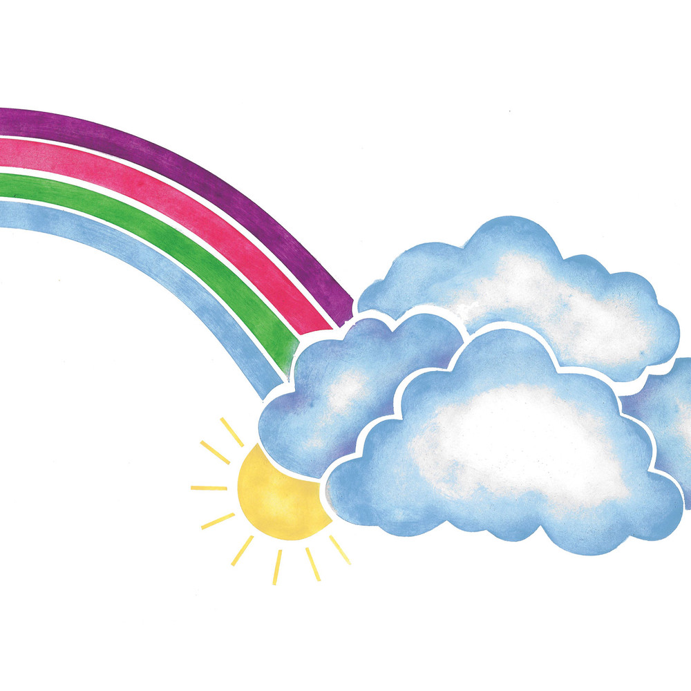 rainbow with clouds clip art