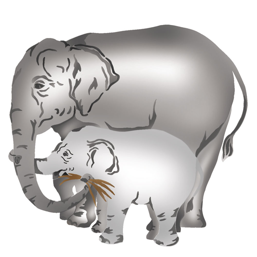 Large Elephant with Baby Wall Stencil SKU #2635R - Designer Stencils
