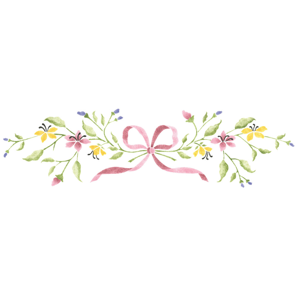 Bow and Flowers Wall Stencil