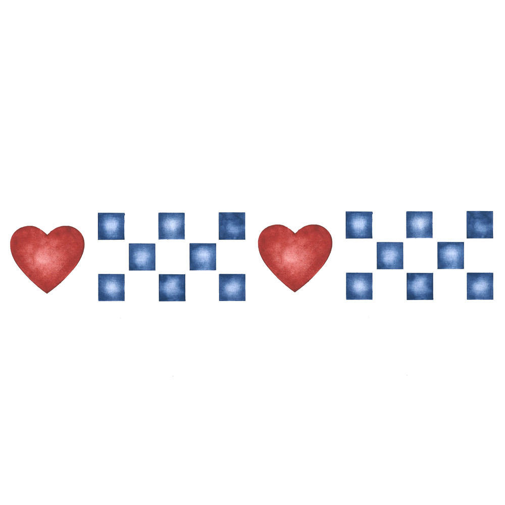 Checkerboard with Hearts Wall Stencil