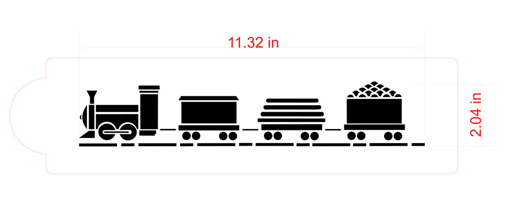 Train with Track Cake Stencil Sizing