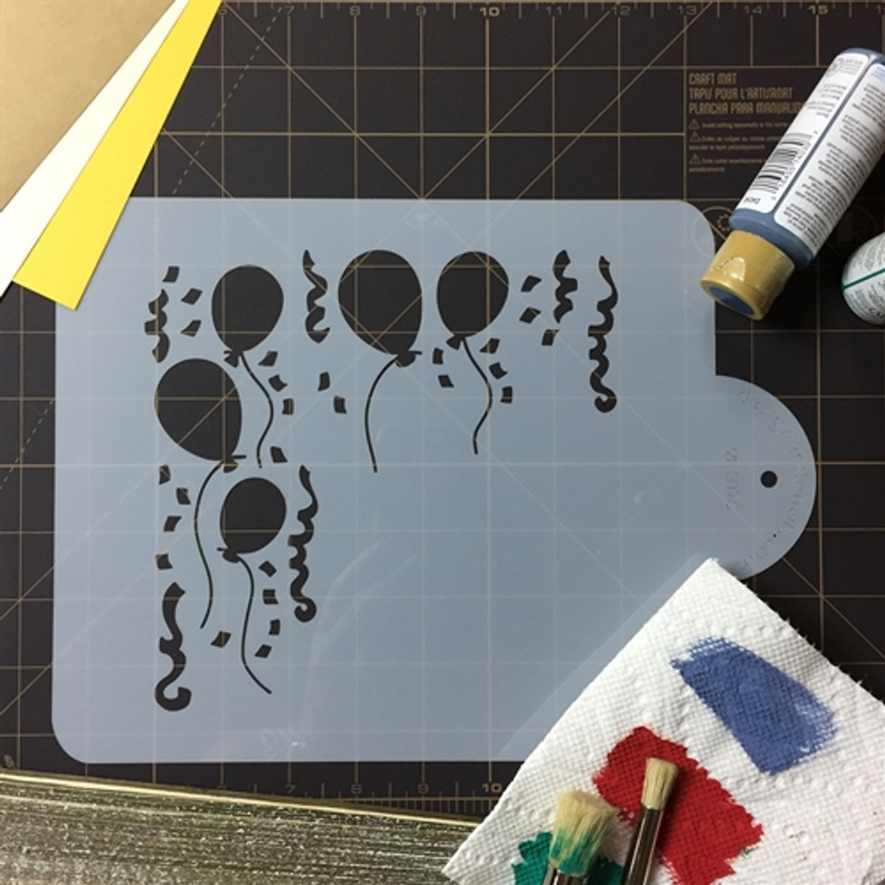 Balloons and Streamers Cake Stencil SKU #C075