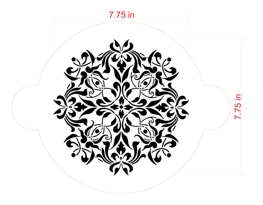 8 Inch French Medallion Cake Stencil Top Sizing